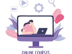 video-and-online-courses-banner-template-vector